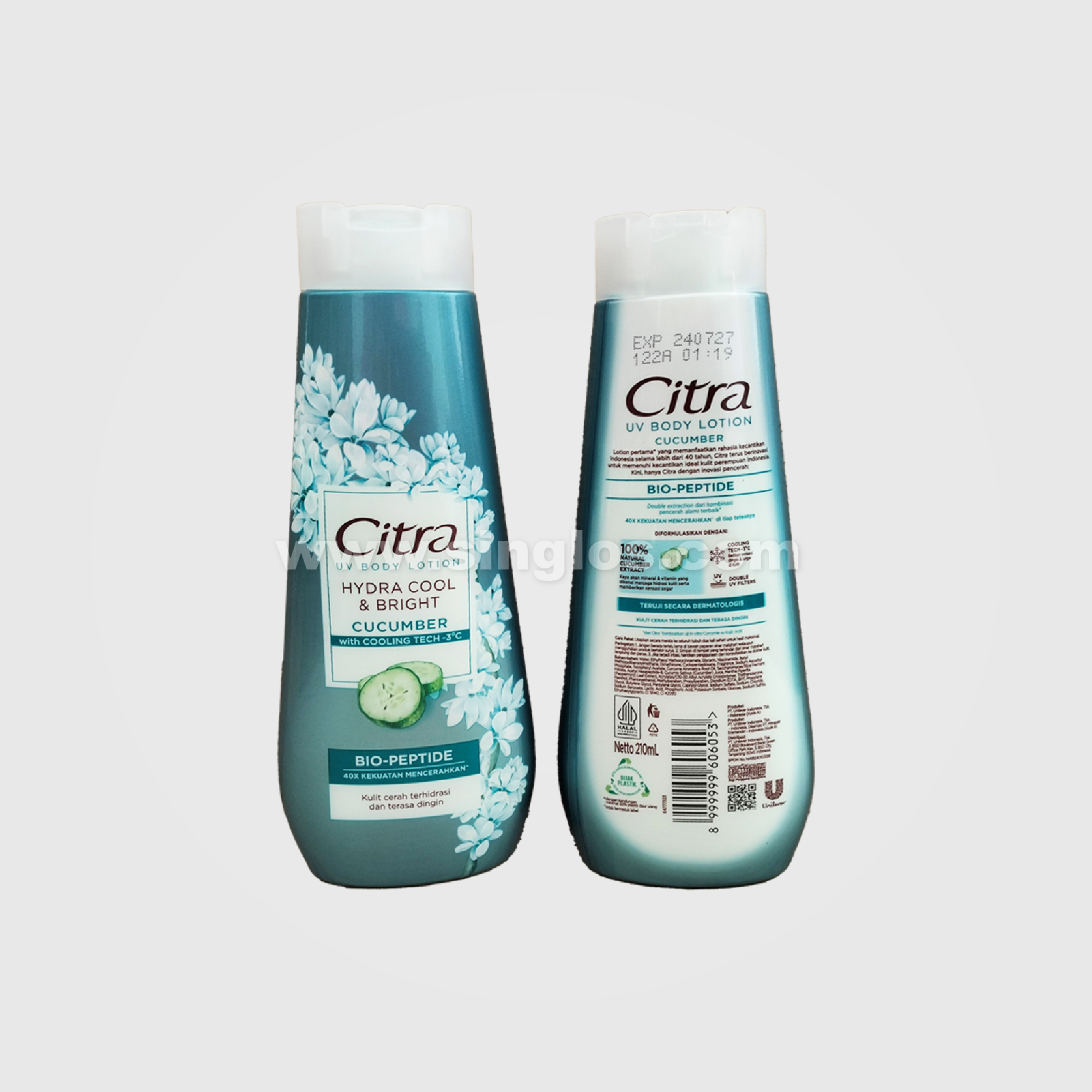 Citra UV Body Lotion Bio Peptide 210ML x 24 Hydra Cool & Bright (Cucumber)